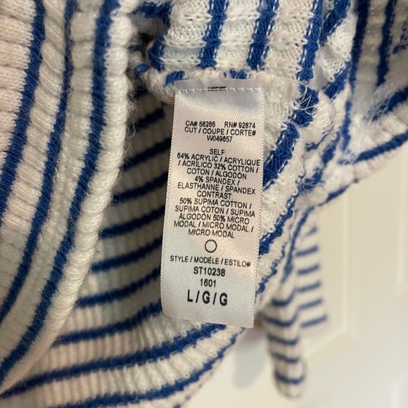 splendid blue and white striped hooded pullover size large - Picture 3 of 5